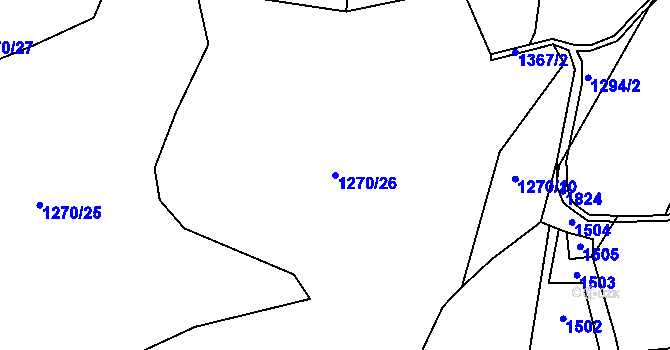 Parcela st. 1270/26 v KÚ Děpoltovice, Katastrální mapa