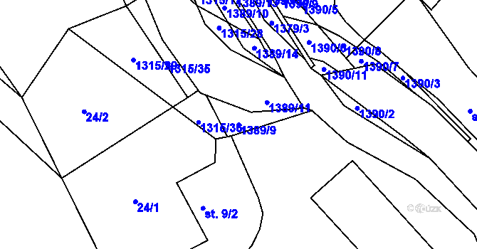 Parcela st. 1389/9 v KÚ Děpoltovice, Katastrální mapa