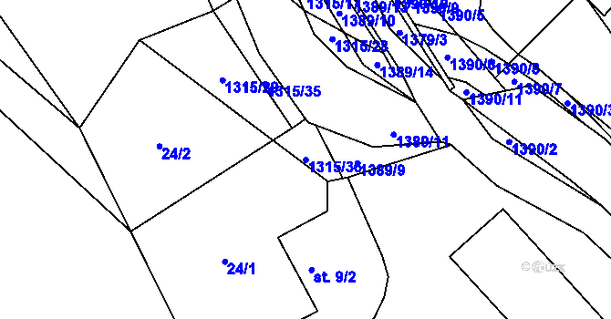 Parcela st. 1315/36 v KÚ Děpoltovice, Katastrální mapa