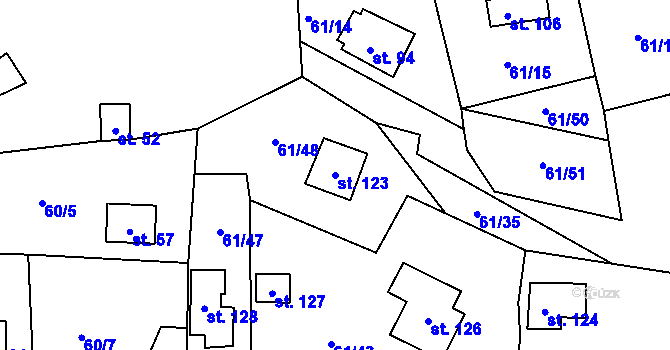 Parcela st. 123 v KÚ Nivy, Katastrální mapa