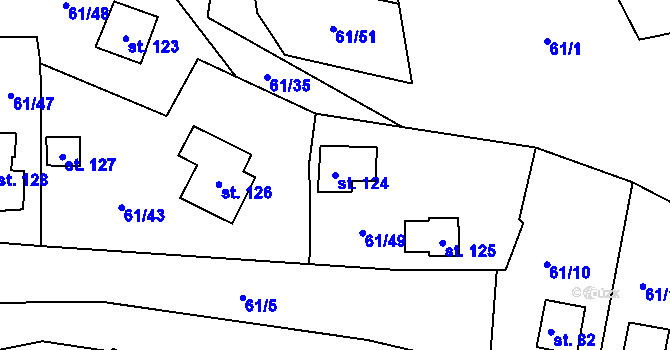 Parcela st. 124 v KÚ Nivy, Katastrální mapa