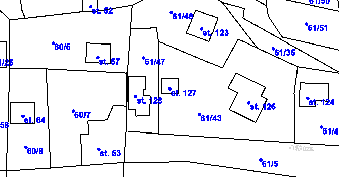Parcela st. 127 v KÚ Nivy, Katastrální mapa
