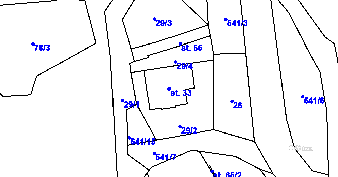 Parcela st. 33 v KÚ Nivy, Katastrální mapa