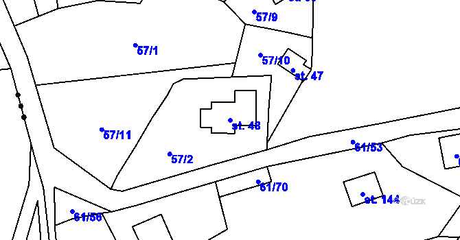 Parcela st. 48 v KÚ Nivy, Katastrální mapa