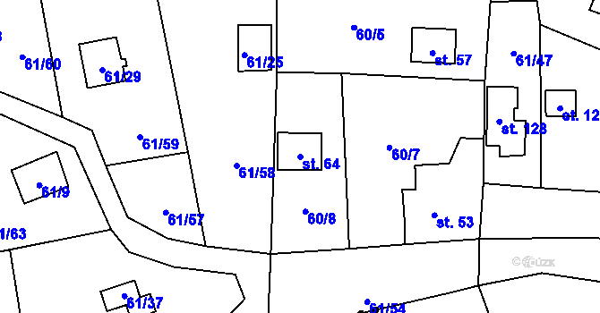 Parcela st. 64 v KÚ Nivy, Katastrální mapa