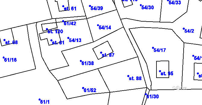 Parcela st. 87 v KÚ Nivy, Katastrální mapa