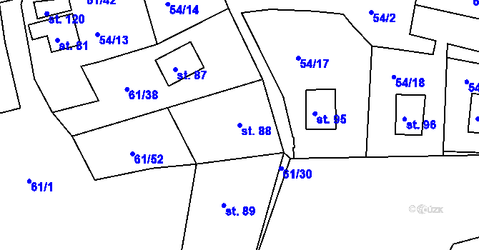 Parcela st. 88 v KÚ Nivy, Katastrální mapa