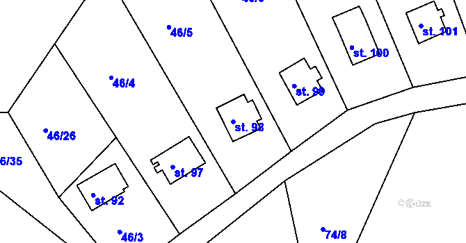 Parcela st. 98 v KÚ Nivy, Katastrální mapa