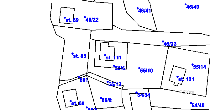 Parcela st. 111 v KÚ Nivy, Katastrální mapa