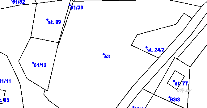 Parcela st. 53 v KÚ Nivy, Katastrální mapa