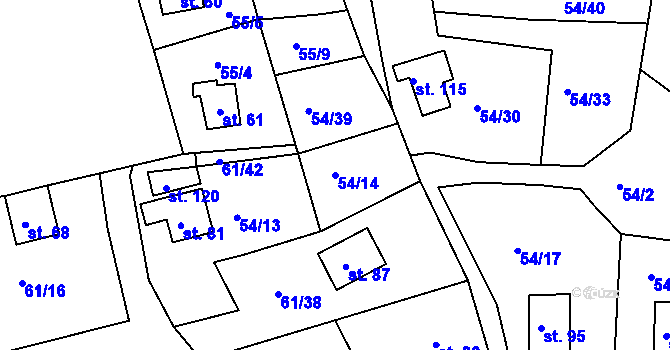Parcela st. 54/14 v KÚ Nivy, Katastrální mapa