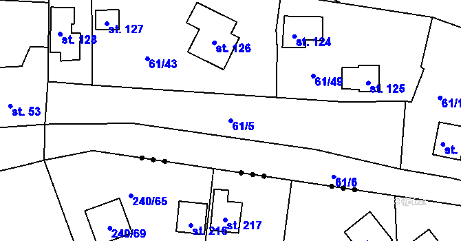 Parcela st. 61/5 v KÚ Nivy, Katastrální mapa