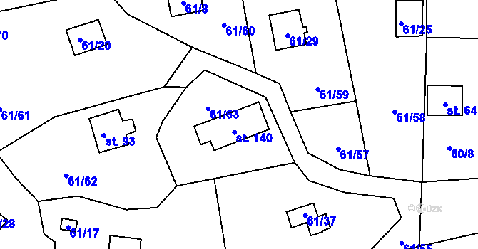 Parcela st. 61/9 v KÚ Nivy, Katastrální mapa