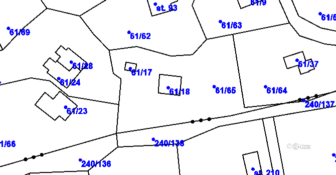 Parcela st. 61/18 v KÚ Nivy, Katastrální mapa