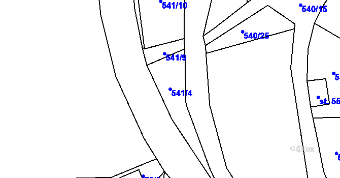 Parcela st. 541/4 v KÚ Nivy, Katastrální mapa