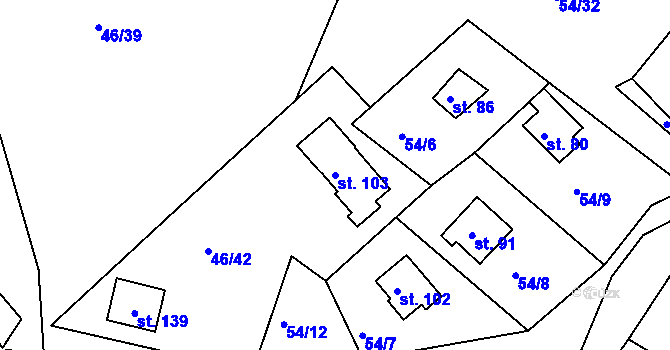 Parcela st. 103 v KÚ Nivy, Katastrální mapa