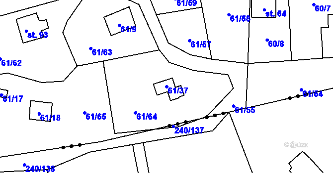 Parcela st. 61/37 v KÚ Nivy, Katastrální mapa