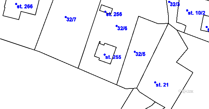 Parcela st. 255 v KÚ Odeř, Katastrální mapa