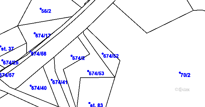 Parcela st. 674/52 v KÚ Odeř, Katastrální mapa