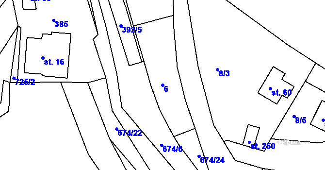 Parcela st. 6 v KÚ Odeř, Katastrální mapa