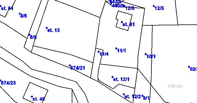 Parcela st. 11/4 v KÚ Odeř, Katastrální mapa