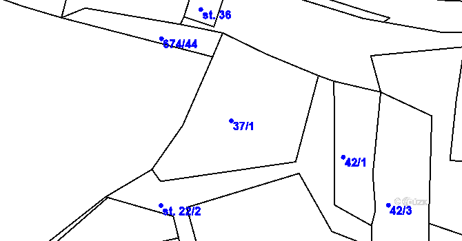 Parcela st. 37/1 v KÚ Odeř, Katastrální mapa