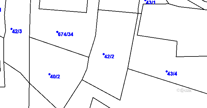 Parcela st. 42/2 v KÚ Odeř, Katastrální mapa