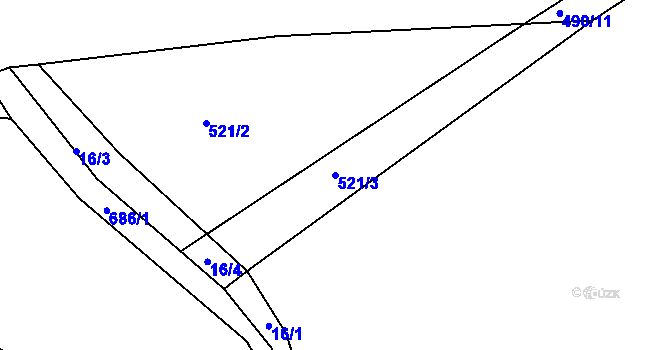 Parcela st. 521/3 v KÚ Odeř, Katastrální mapa