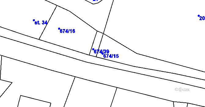 Parcela st. 674/15 v KÚ Odeř, Katastrální mapa