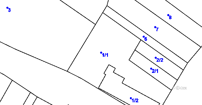 Parcela st. 1/1 v KÚ Derflice, Katastrální mapa