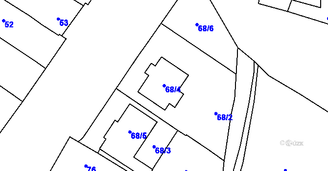 Parcela st. 68/4 v KÚ Derflice, Katastrální mapa