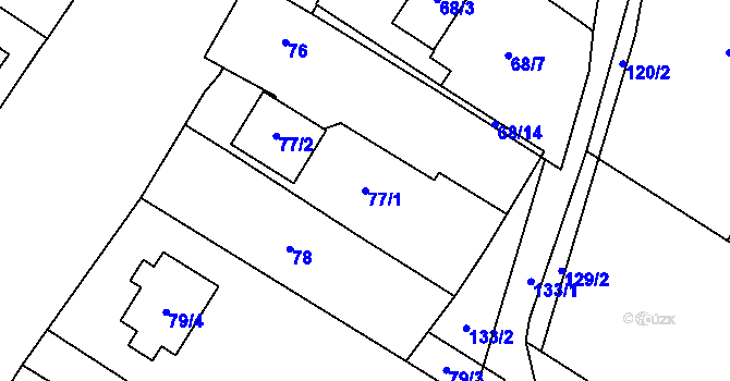 Parcela st. 77/1 v KÚ Derflice, Katastrální mapa