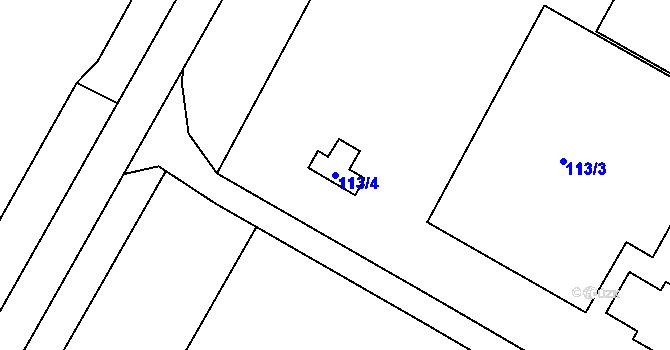 Parcela st. 113/4 v KÚ Derflice, Katastrální mapa