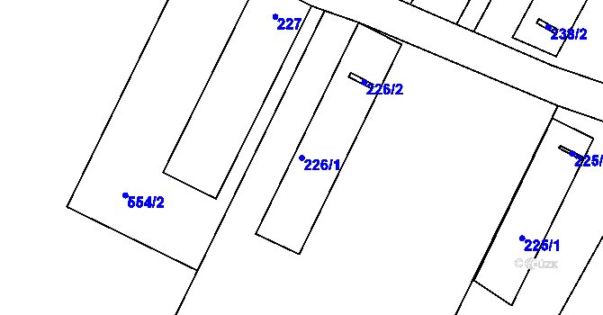 Parcela st. 226/1 v KÚ Derflice, Katastrální mapa