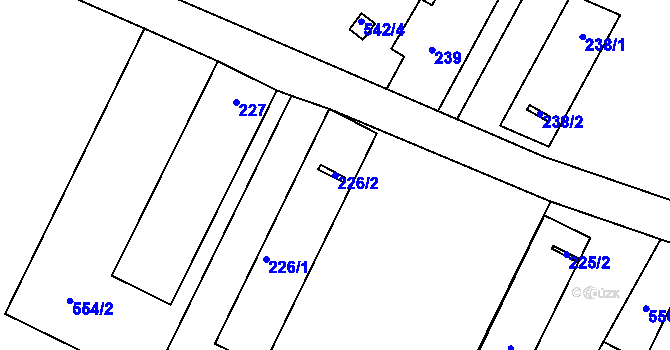 Parcela st. 226/2 v KÚ Derflice, Katastrální mapa