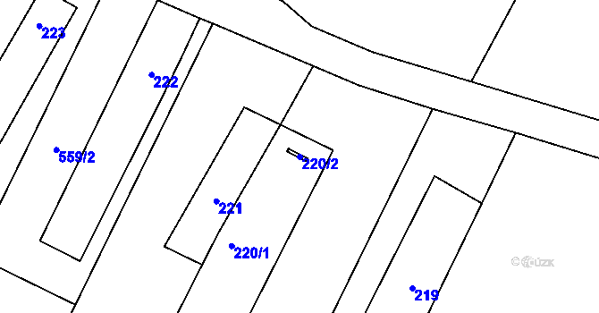 Parcela st. 220/2 v KÚ Derflice, Katastrální mapa
