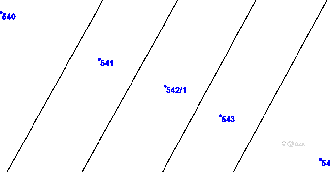 Parcela st. 542/1 v KÚ Derflice, Katastrální mapa