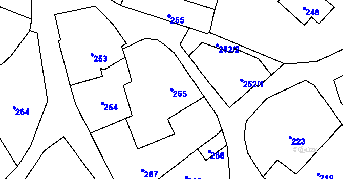 Parcela st. 265 v KÚ Děrné, Katastrální mapa