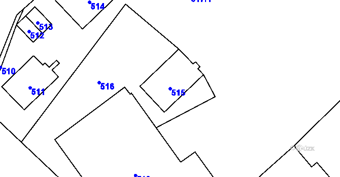 Parcela st. 515 v KÚ Děrné, Katastrální mapa