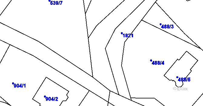 Parcela st. 537/1 v KÚ Děrné, Katastrální mapa