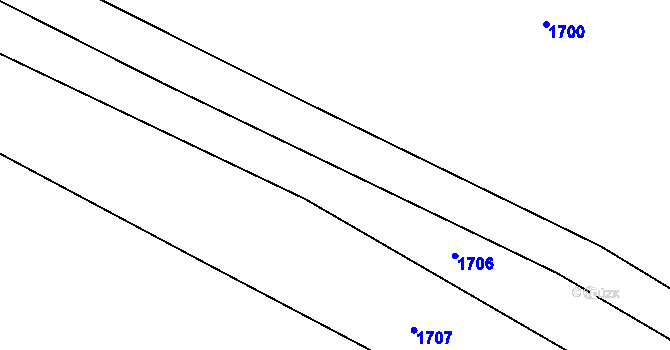 Parcela st. 635/1 v KÚ Děrné, Katastrální mapa
