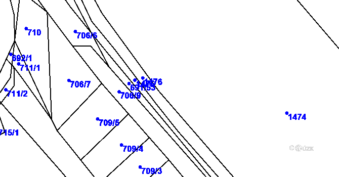 Parcela st. 691/52 v KÚ Děrné, Katastrální mapa