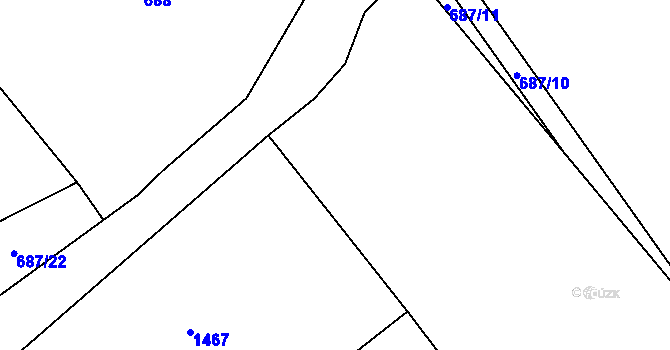 Parcela st. 699/1 v KÚ Děrné, Katastrální mapa