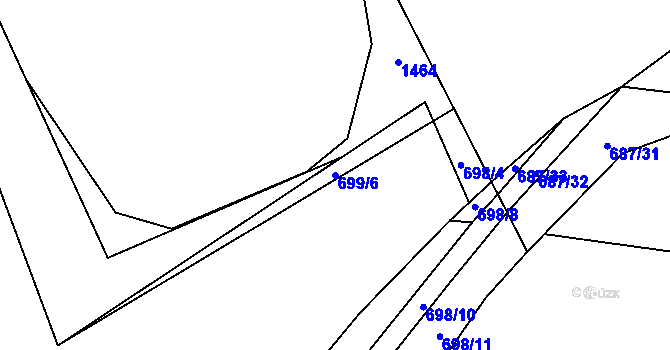 Parcela st. 699/6 v KÚ Děrné, Katastrální mapa