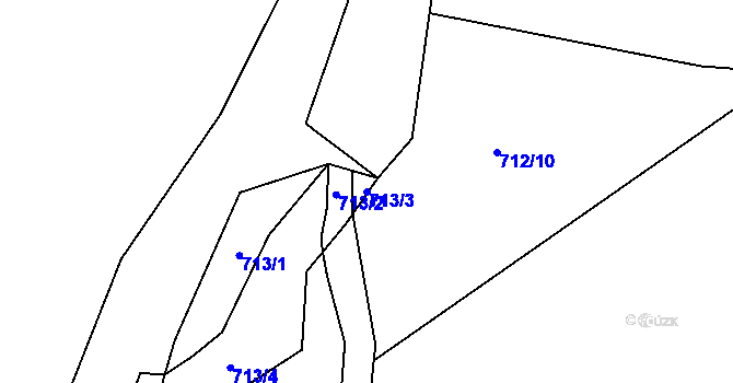 Parcela st. 713/3 v KÚ Děrné, Katastrální mapa