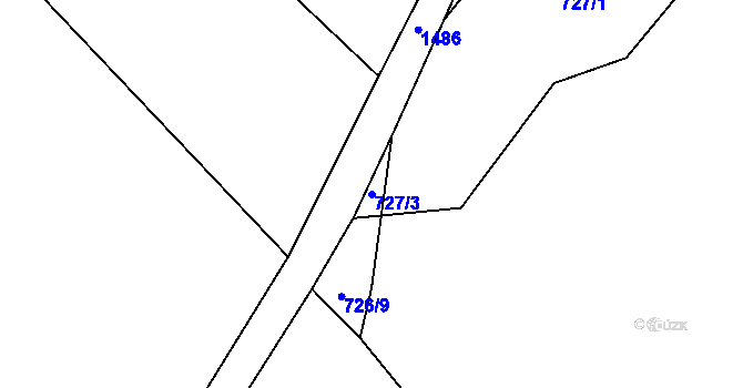 Parcela st. 727/3 v KÚ Děrné, Katastrální mapa