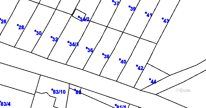 Parcela st. 38 v KÚ Desná I, Katastrální mapa