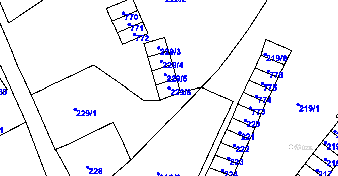 Parcela st. 229/6 v KÚ Desná I, Katastrální mapa
