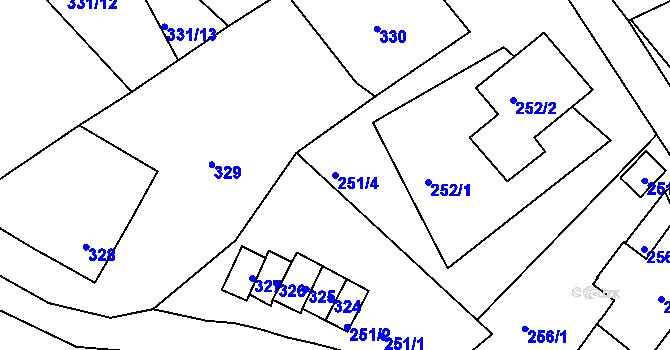Parcela st. 251/4 v KÚ Desná I, Katastrální mapa