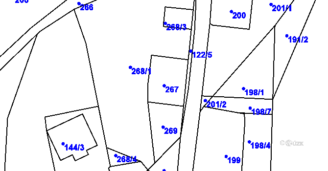 Parcela st. 267 v KÚ Desná I, Katastrální mapa